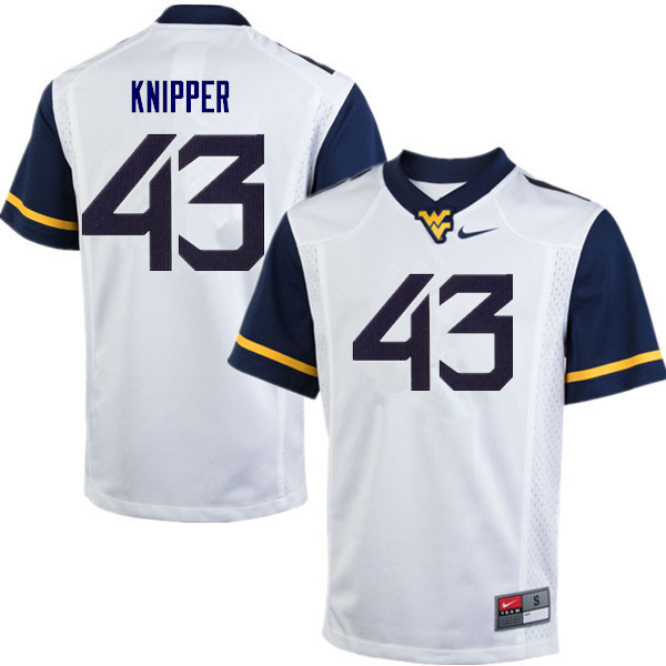 Men #43 Jackson Knipper West Virginia Mountaineers College Football Jerseys Sale-White - Click Image to Close